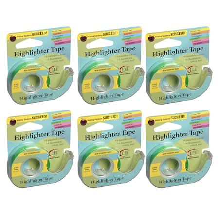 Lee Products Removable Highlighter Tape, Green, PK6 13976
